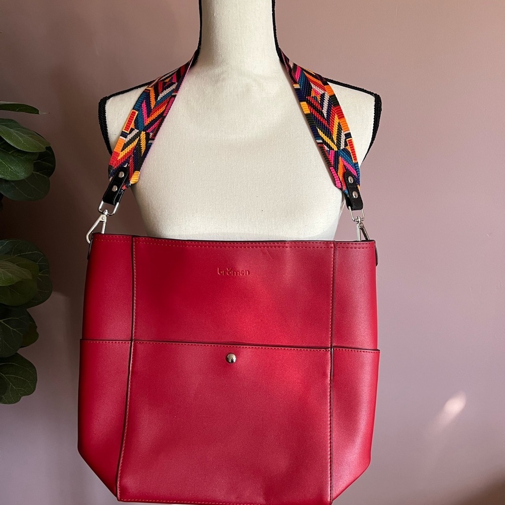Bromen Vegan Leather‎ Hobo Bucket Bag with two strap options